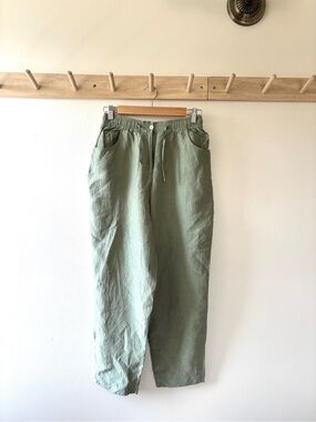 Vintage Wide Leg silk/linen Pants in sage green
